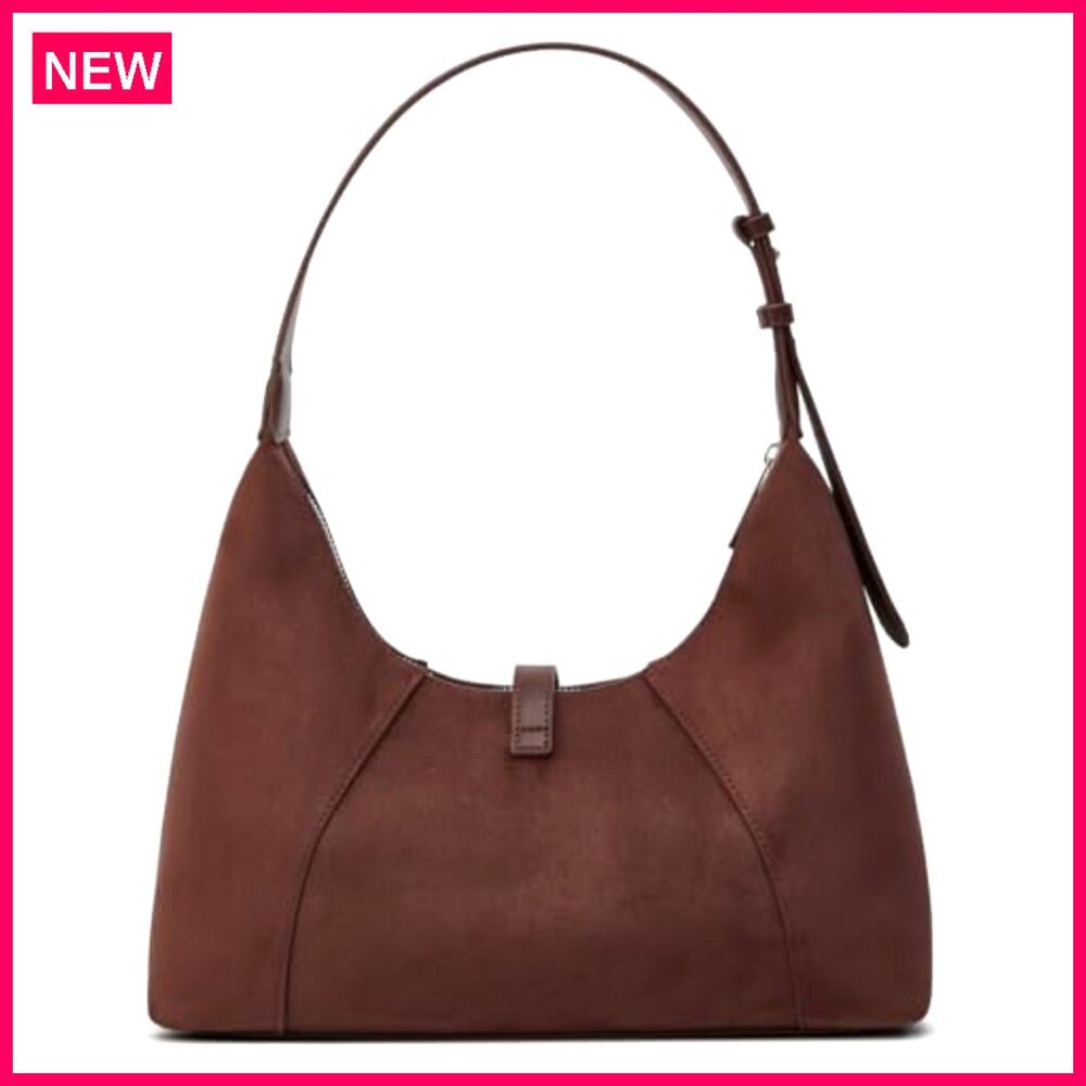 Vintage Faux Suede Shoulder Bag Crossbody Tote Purse Satchel - Picture 7 of 8